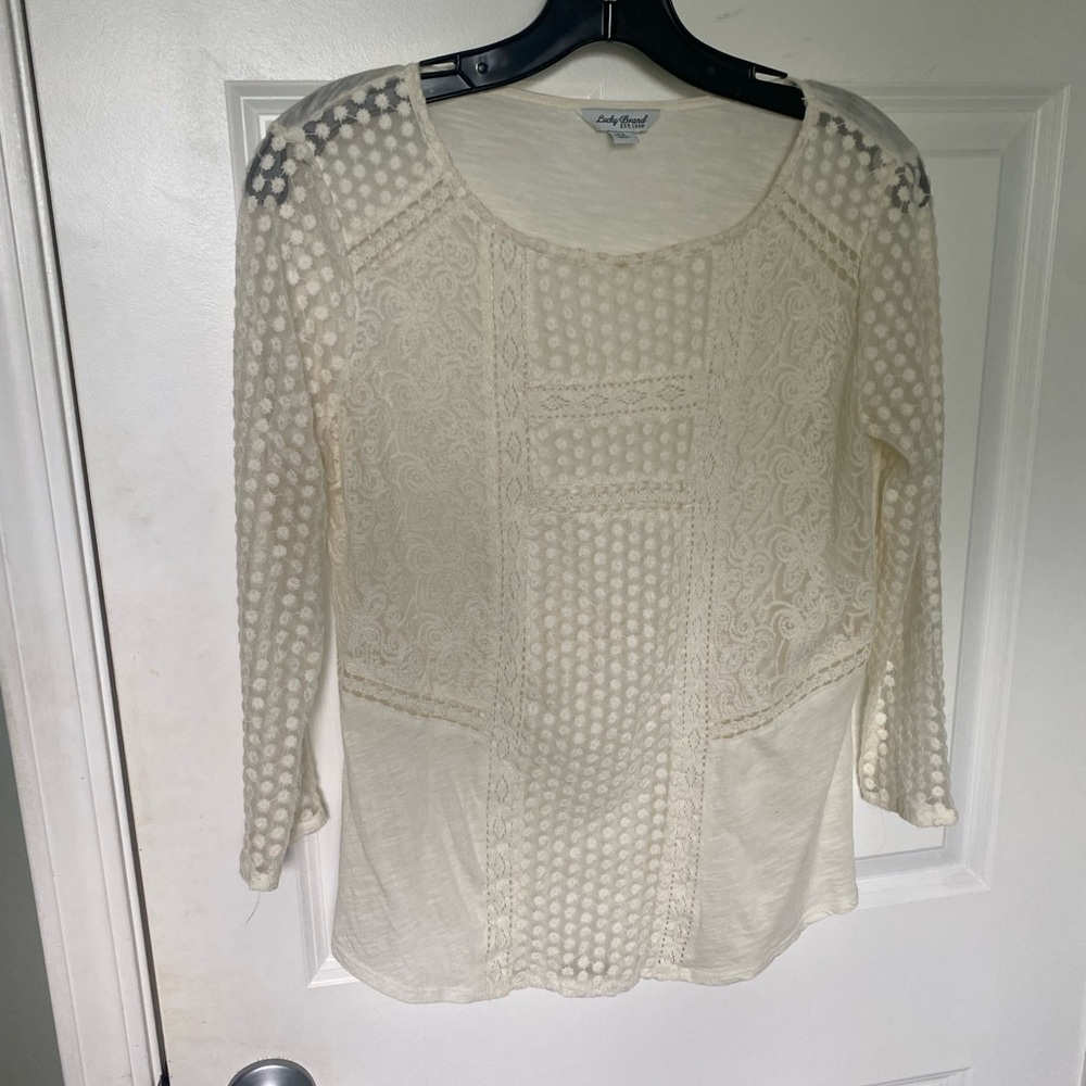 lucky brand size xs vintage detailed cream long sleeve